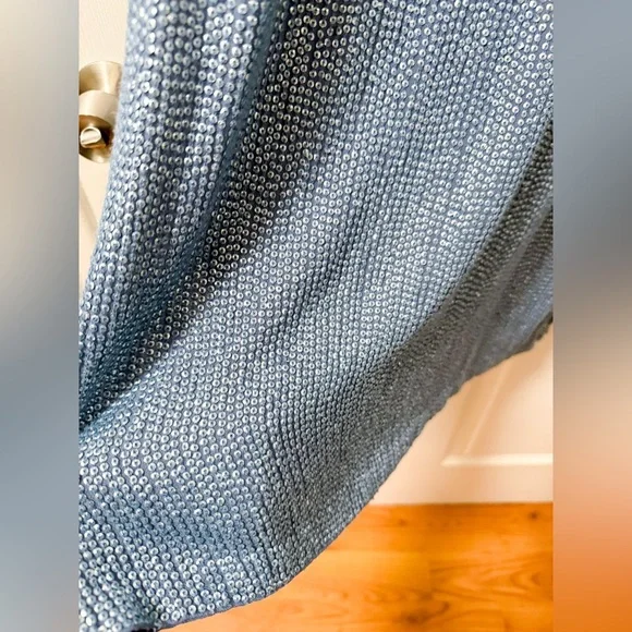 Revolve MLV sequin embellished light baby blue mini dress swing shift party club - Picture 4 of 14